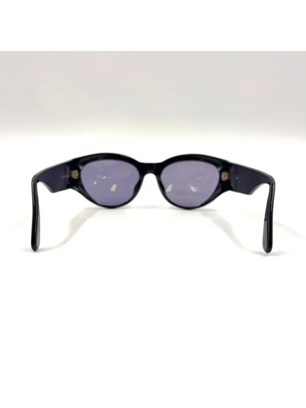 Chanel CC Logo Oval Acetate Gray Black Sunglasses Gold Eyewear